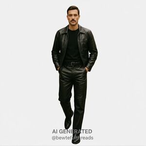 NETO 34 (Fits 31–32) Black Leather Pants High Rise Vintage Canada